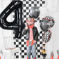 Toniful Race Car Black Balloons Car Birthday Party Supplies,40 Inch Giant Jumbo Helium Foil Mylar Big Number 4 Digital 4 Balloon