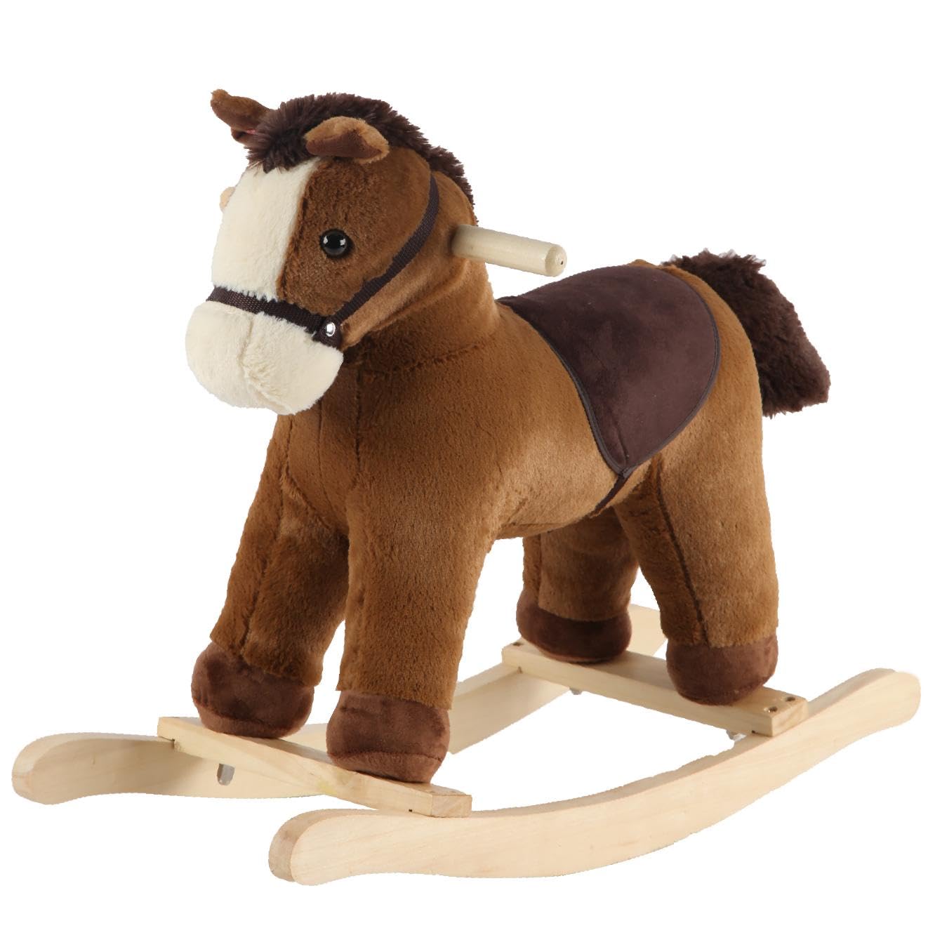 ROCK MY BABY Rocking Horse Toy, Plush Dark Brown, Large Size, Realistic Sound, CPC Certified for Toddlers 18M+