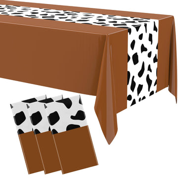 Remagr 54 x 108 Inch Cow Tablecloth for Party Western Table Cloth Cowboy Cowgirl Print Table Runner Highland My First Rodeo Toys