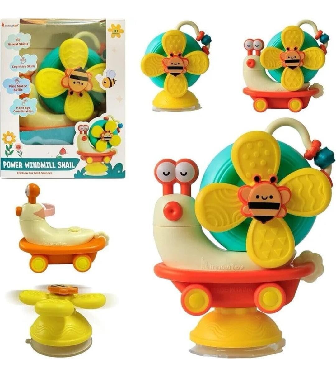 Lavilok 5In1 Suction Spinner Rattle Friction Windmill & Sensory Play BpaFree, Safe & Durable For Baby_Qc070