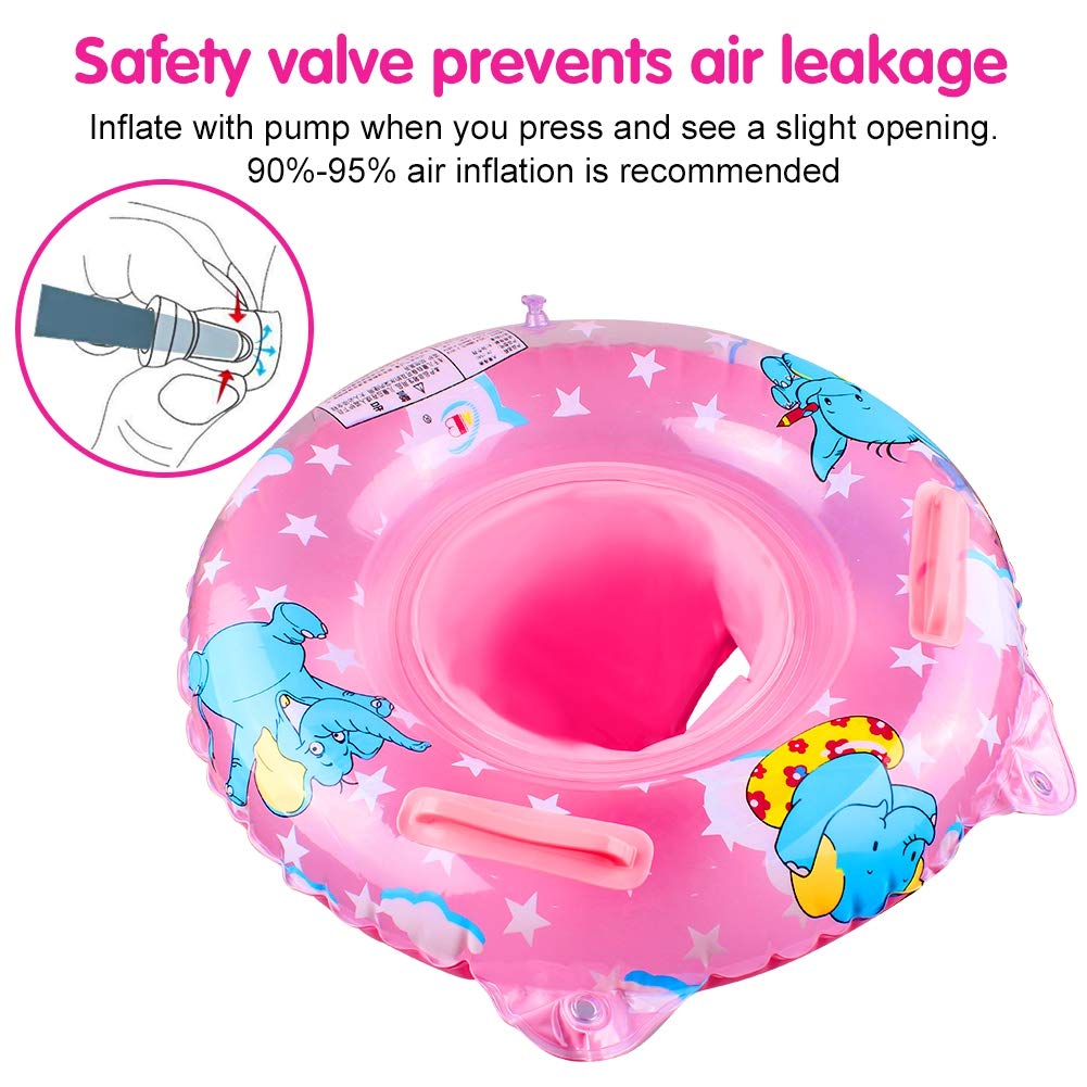 Walsai Baby Swimming Float  Inflatable Swimming Ring with Float Seat for 6 Months-6 Years Children (Pink)