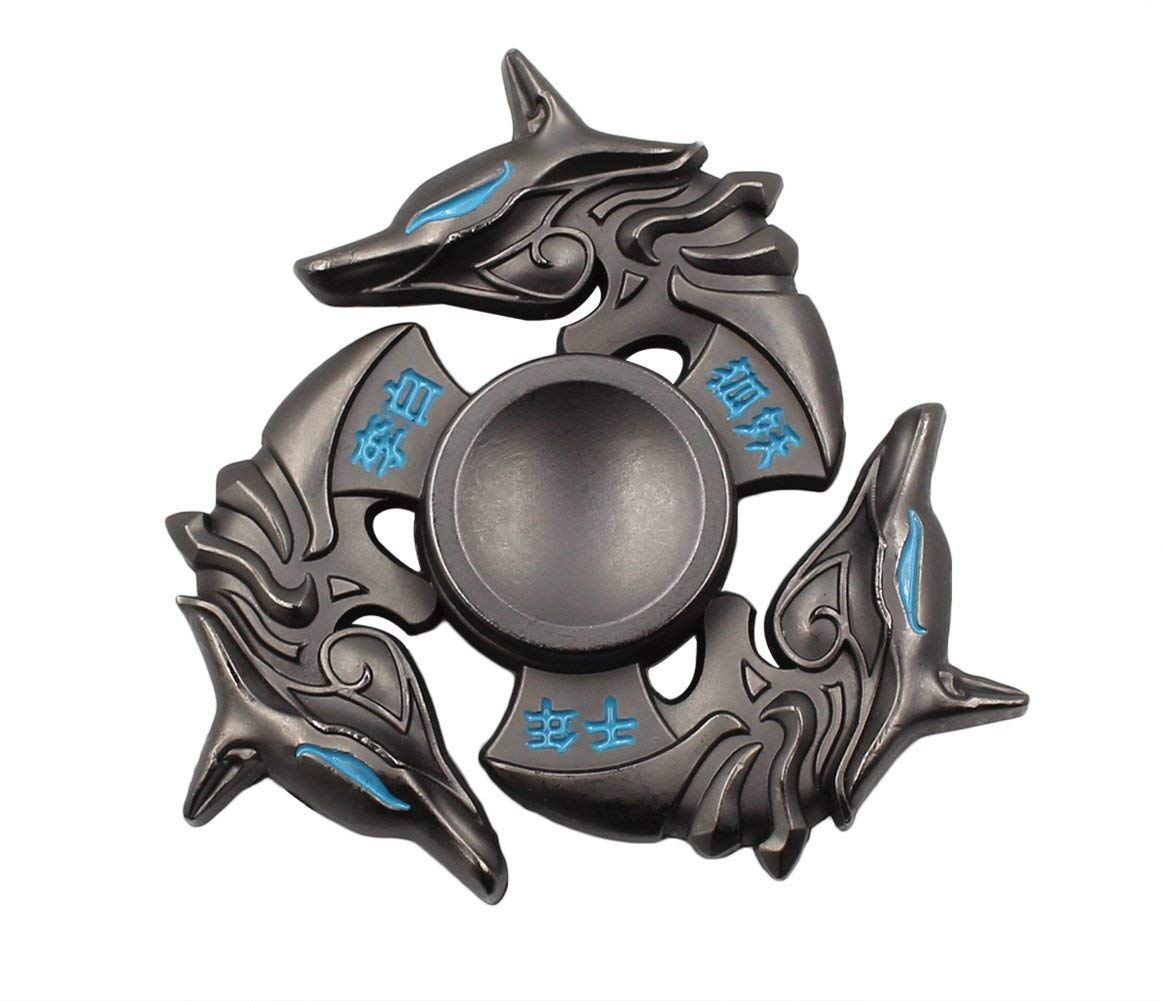 Mtele Fidget Spinner Metal Hand Spinner Edc Adhd Focus Toy Ultra Durable High Speed Anxiety Relief Toy,Black Fox