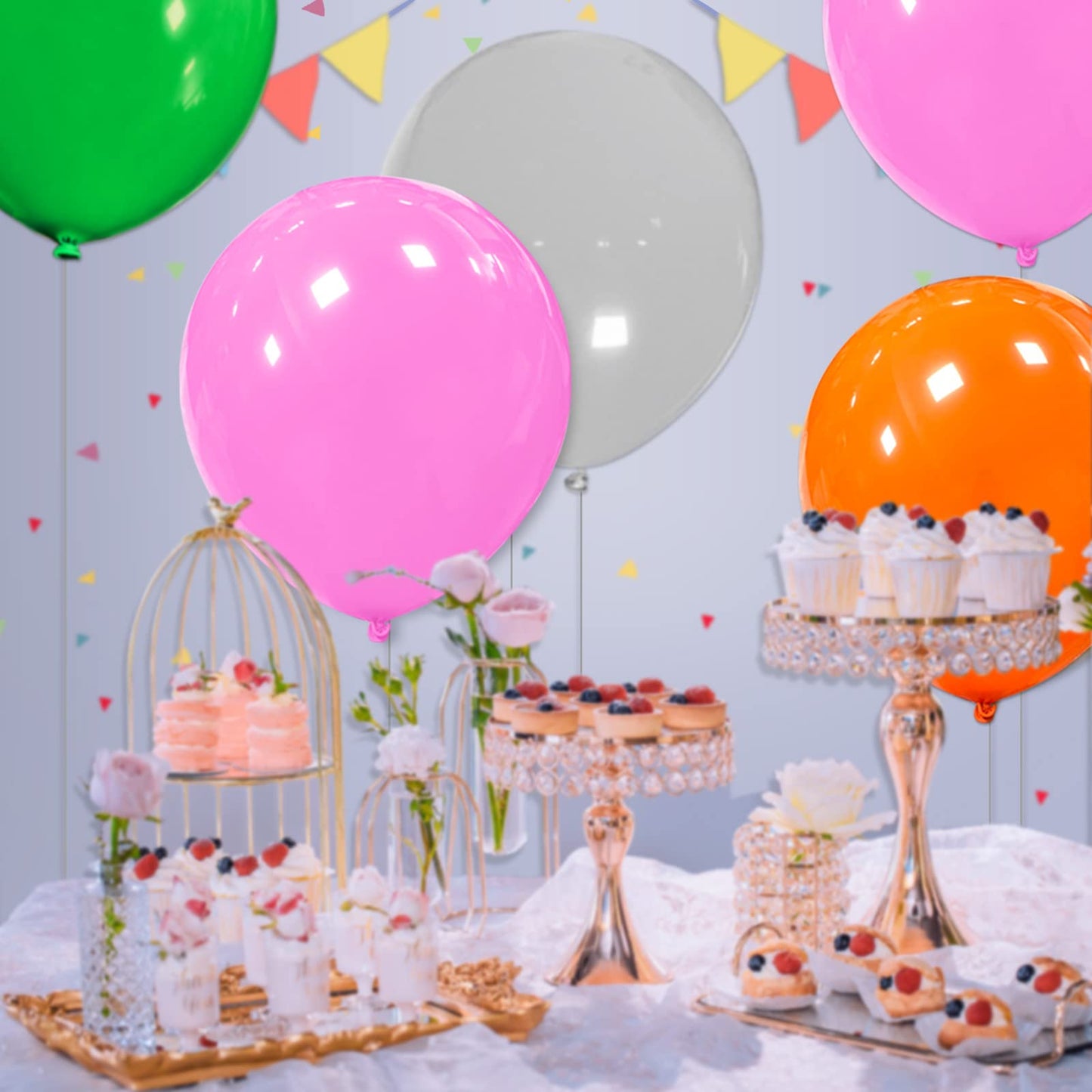 32Pcs Pink Big Balloons 18 Inch, Round Large Latex Party Balloons For Birthday Wedding Decorations. (Pink)