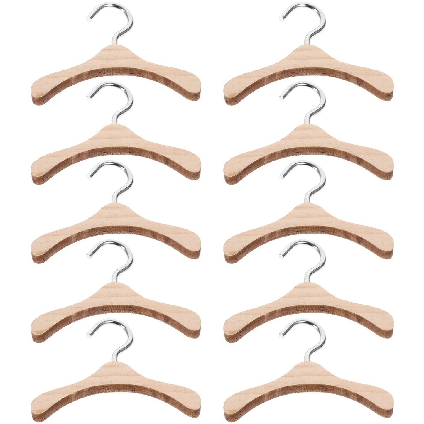 Iplusmile Mini Wooden Dolls Clothes Hanger: 10Pcs Miniature Clothes Hangers Wardrobe Furniture Accessories For Dollhouse Supplie