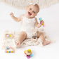 Wooden Baby Rattle Toys 5 Pcs Rattle Set For Babies 0-6-12 Months Bunny Crochet Rattle Ring With Gift Box Wooden Montessori Toy For Newborn Infant Baby