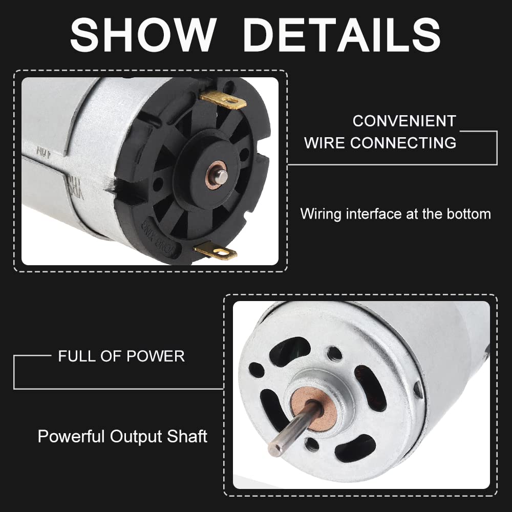 ChgImposs RS360 DC Motor 6-12V 12000-24000RPM High Speed Carbon Brush Micro Motor with Shield Ring for DIY Toys Hair Dryer Elect