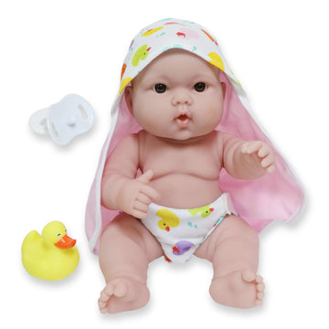 JC Toys Lots to Love 14" Vinyl Doll Set - 4 Piece Bath Time Gift, Posable & Waterproof, Pink, Model 16008, Ages 2+