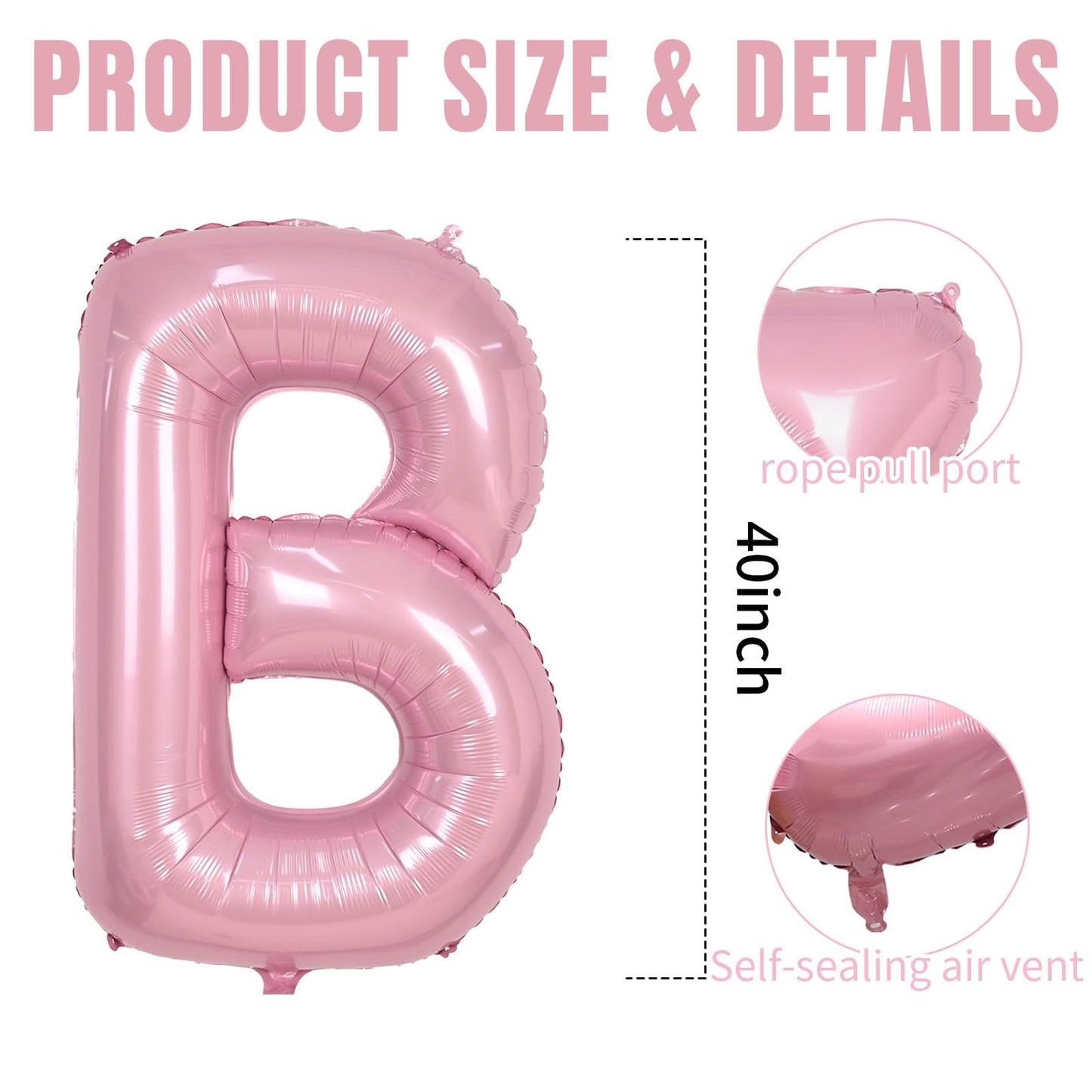 40 Inch Pink BRIDE Balloons, Large Letter Balloons Foil Helium Balloon, Foil Big Alphabet Balloon, Pink Letters for Wedding Enga