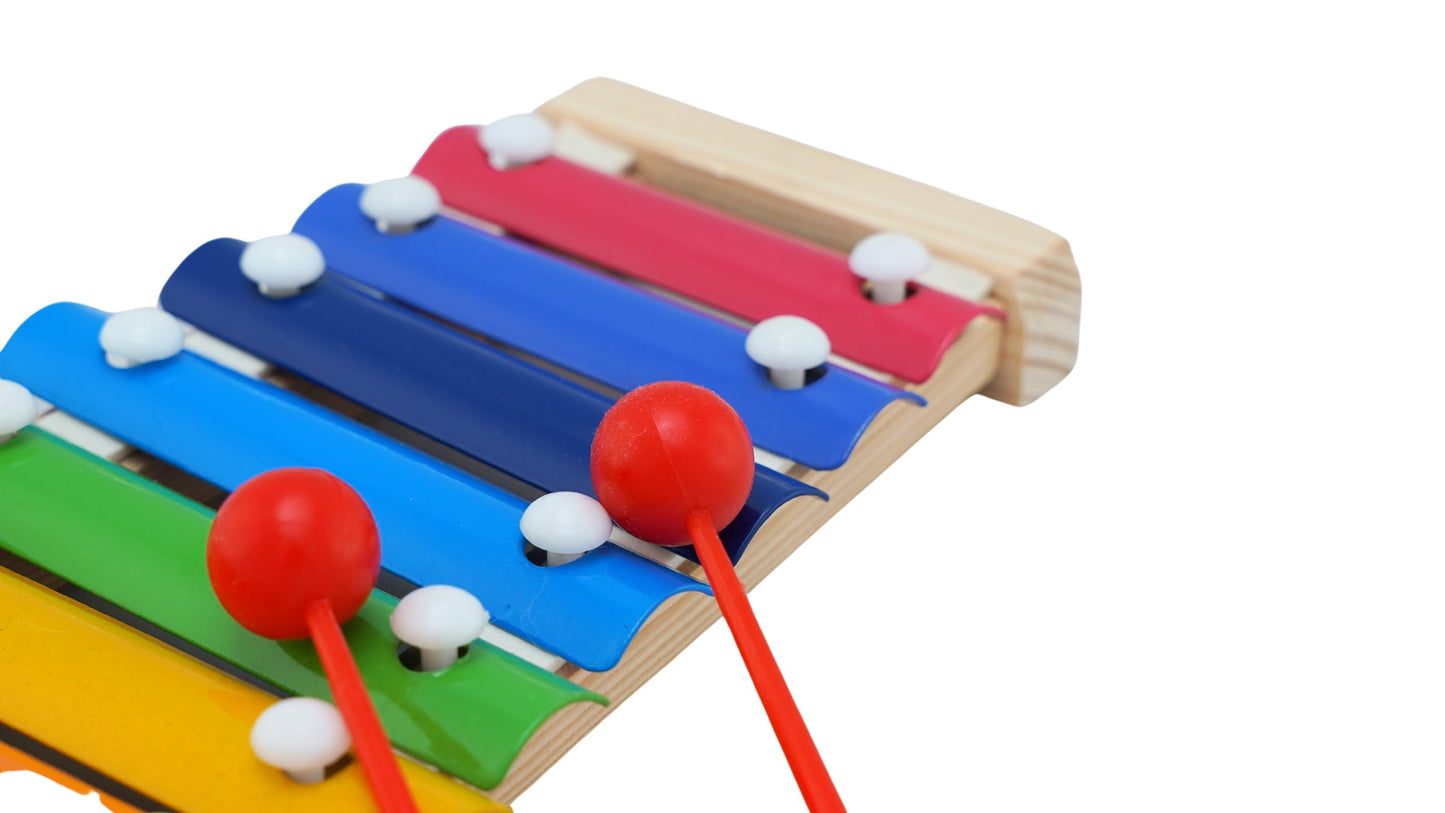 Playminds Ecofriendly Wooden Multicolor Xylophone With 8 Note And 2 Mallets  Musical Toy