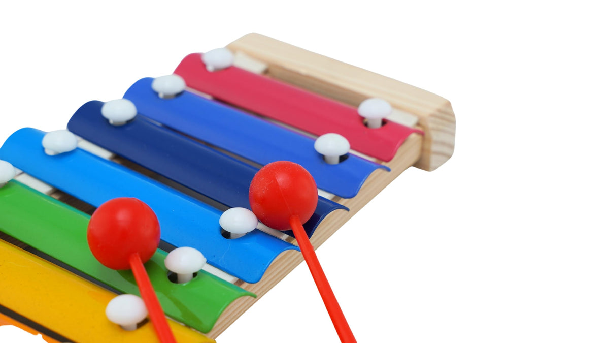 Playminds Ecofriendly Wooden Multicolor Xylophone With 8 Note And 2 Mallets  Musical Toy