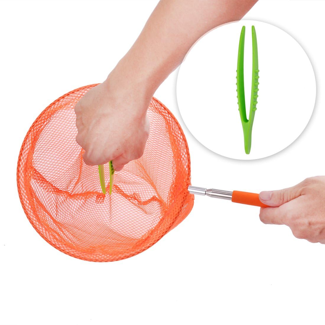 SEISSO Telescopic Butterfly Nets for Kids 3 Packs, Outdoor Explorer Catching Kits Including Catching Nets/Insect Mesh Cage/Tweez