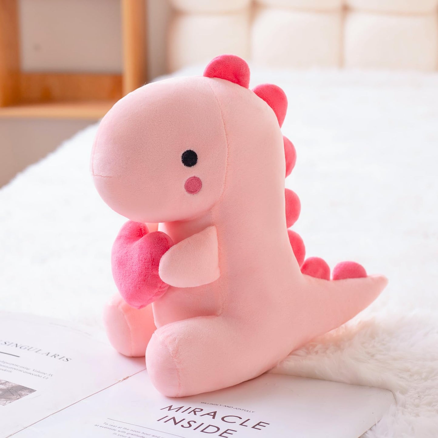 Alwoligag Dinosaur Stuffed Animal, Dinosaur Plush Toy, Loving Soft Dino Plush Toy, Sweet Romantic Cute Dinosaur Plush Toy(10.8 Inch)