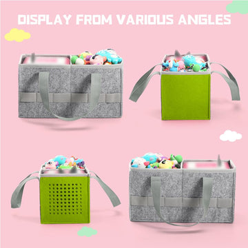 Seracle Travel Felt Bag for Toniebox Starter Set & Figurines - Gray & Green Carrying Case