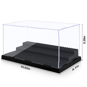 Minifigure Display Case For Action Figures Blocks, Clear Dustproof Acrylic Display Box Storage With 3 Movable Steps Gifts For Ch
