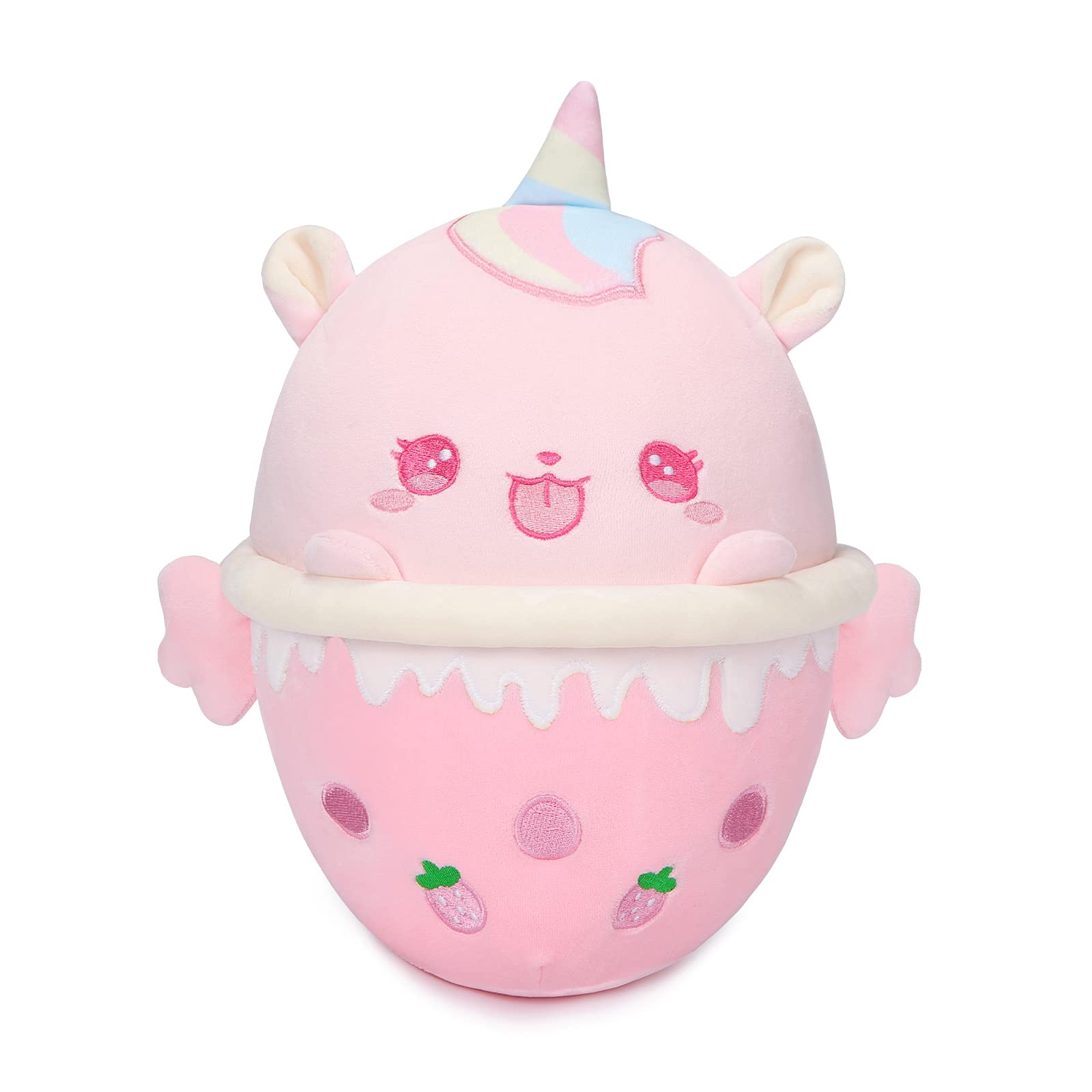 Aixini Unicorn Boba Plush 10 Inch Bubble Tea Stuffed Animal Cute Soft Boba Milk Tea Food Plushie Toy