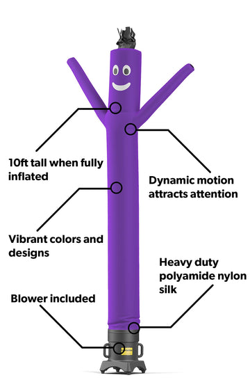 LookOurWay Air Dancers Inflatable Tube Man Set - 10ft Tall Wacky Waving Inflatable Dancing Tube Guy with 12-Inch Diameter Blower for Business Promotion - Purple