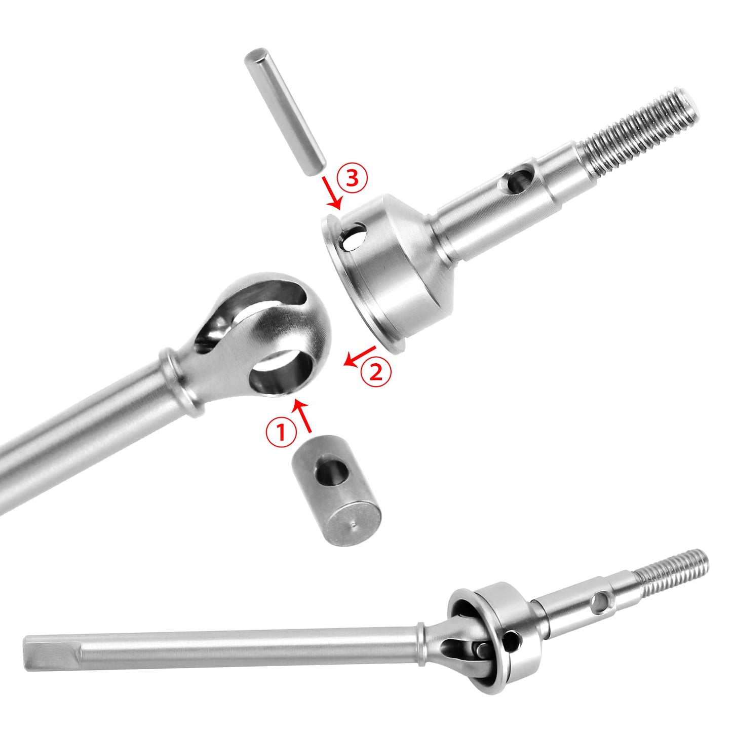 INJORA +2mm Extended Thread Dogbone CVD Front Rear Axle Shafts for 1/18 TRX4M Axles Replacement