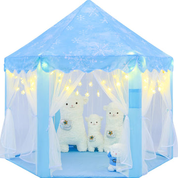 CUBNBUD Frozen Tent for Girls Age 4-7, Frozen Princess Tents with Snowflake Lights, Kids Play Tent for Girls Indoor, Princess Ca