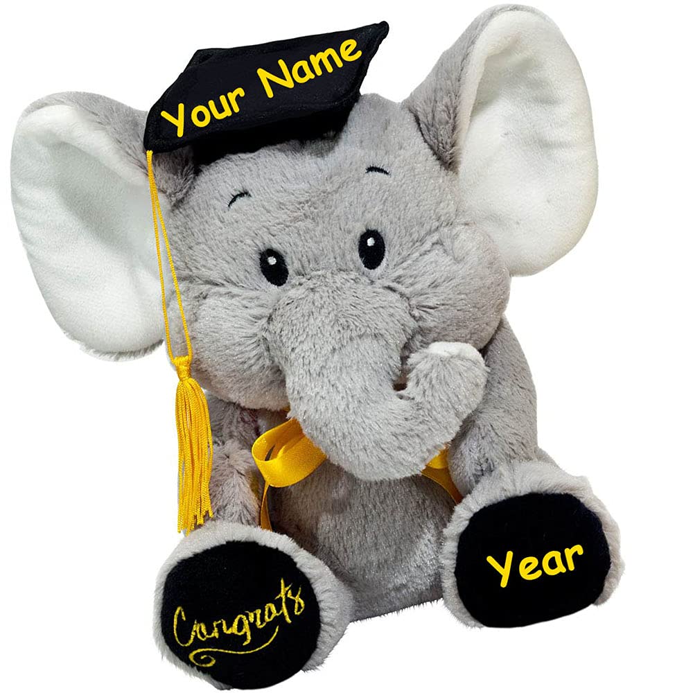 Fiesta Toys Graduation Elephant for High School or College Class of 2024 Graduation Gift Plush Stuffed Animal Keepspirit-inspired flavor with Custom Name - 9 Inches