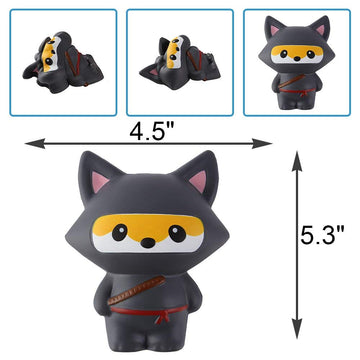 Anboor 2 Pcs Squishies Ninja Jumbo Panda And Fox Slow Rising Squishies Kawaii Scented Soft Animal Toys Stress Relief Kid'S Toys