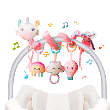 Car Seat Toys for Babies 0-6 Months, Carseat Toys Hanging Spiral Stroller Toys, Infant Toys 0-6 Months, Newborn Toys 0 3 12 Mont