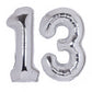 40 Inch Number 13 Balloon Silver Jumbo Giant Big Large Number 13 Foil Mylar Silver Balloons 31Th Birthday Party Anniversary Deco