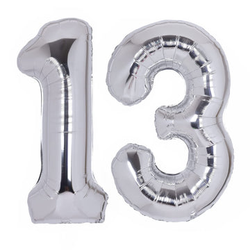 40 Inch Number 13 Balloon Silver Jumbo Giant Big Large Number 13 Foil Mylar Silver Balloons 31Th Birthday Party Anniversary Deco