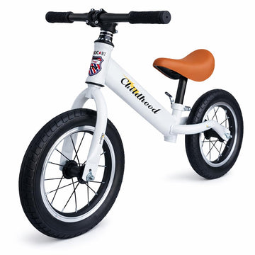 Gocart With G Logo Lightweight Pedal Free Adjustable Seat Kids Balance Bicycle For Girls And Boys (White, Black Mag Wheel)