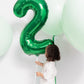 Green Number 2 Balloon 40 Inch, 2 Balloon Number, 2Nd Birthday Decorations For Baby Girls Boys Toddlers
