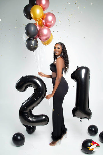 21 Balloon Number, Black Number 21St Birthday Balloons 40 Inch, 21 Or 12 Years Old Black Birthday Decorations For Men Women Him
