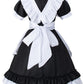 Girl Sweet Kawaii Costume Dress Anime French Maid Cosplay Furry Cat Ear Gloves Socks Set(Black M)