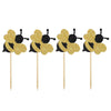 Festiko 10 Pieces Glitter Sticks Bumble Bee Cupcake Cake Toppers Decorations Birthday Party Supplies