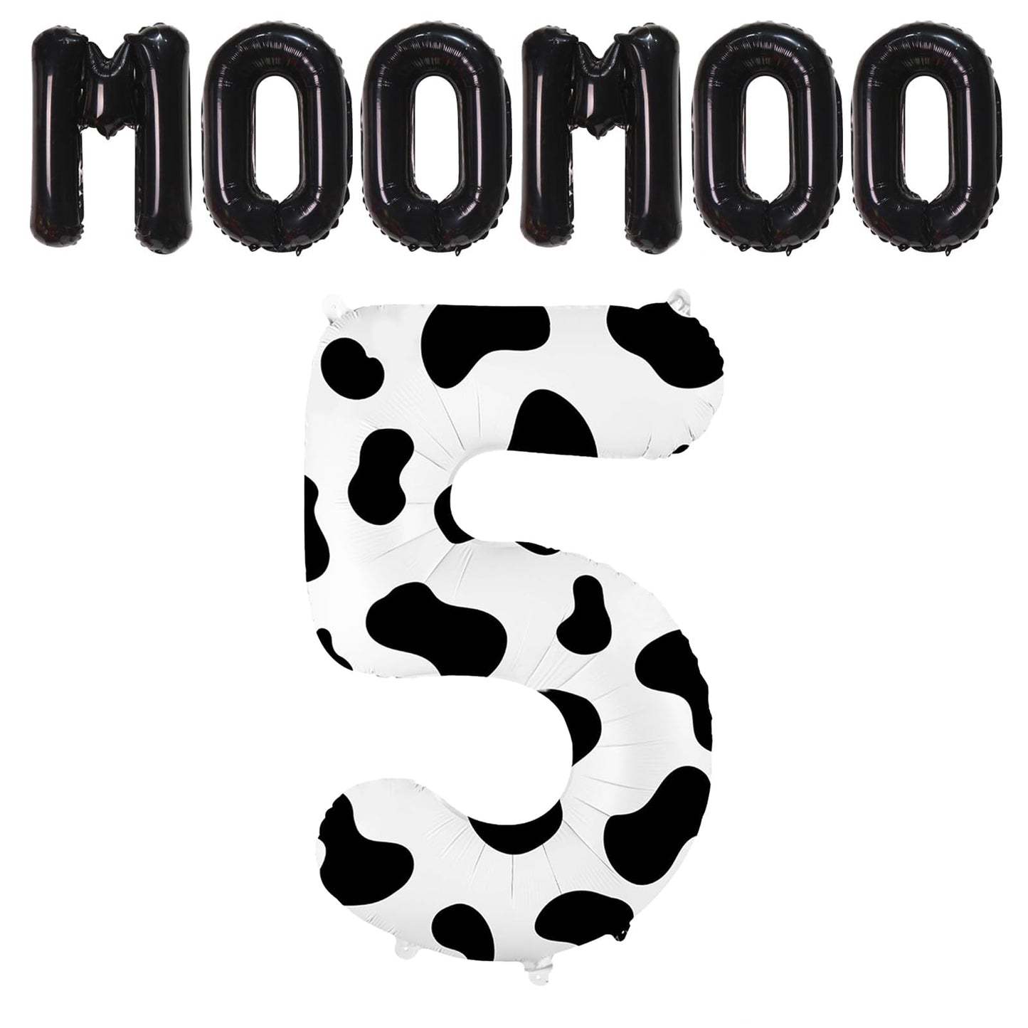 40 Inch Cow Print Balloon, Number 5 Balloons Cow Balloons For 5St Birthday Decoration, Large Cow Number Balloons For Western Par