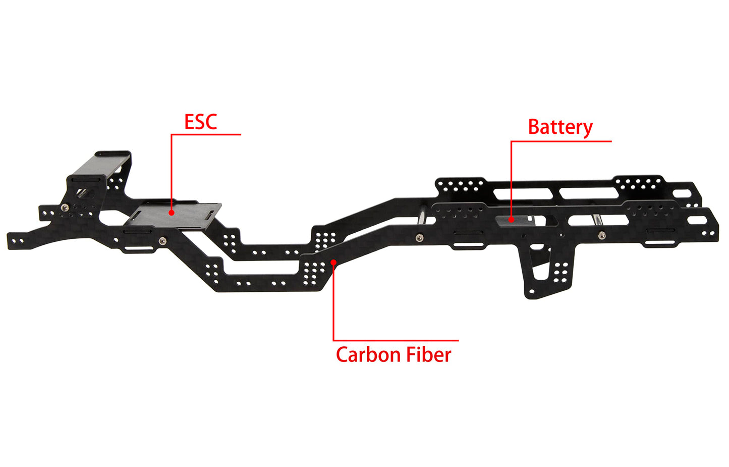 MEUS RACING SCX24 LCG Chassis Carbon Fiber Frame for Axial SCX24 6  6 RC Crawler Upgrades Parts Black