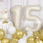 Suwen 40 Inch Cream White Large 15 Number Balloons Big Foil Helium Number Balloons 0-9 Jumbo Happy 15Th Mylar Birthday Party Dec