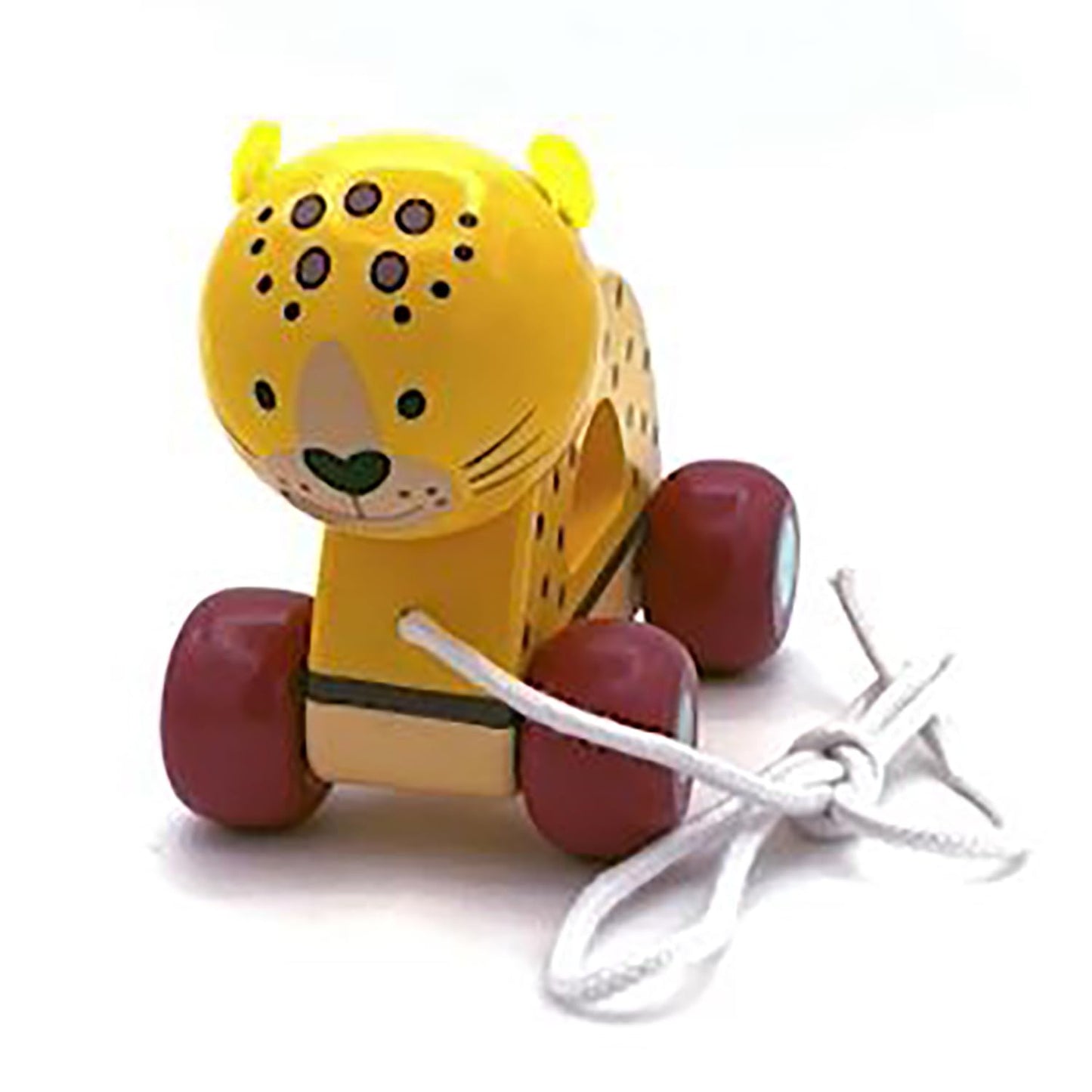 Orange Tree Toys: Pull Along: Leopard - Wooden Toy, Colorful Wheeled Character, Push-Pull, Encourage First Steps, FSC Certified,
