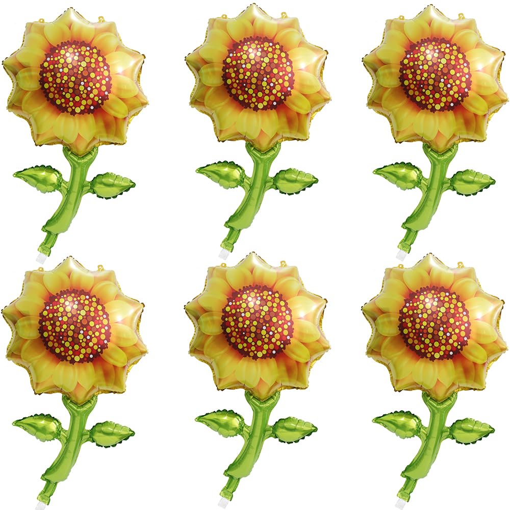 3D Big 34'' Yellow Sunflower Sunshine Balloons Spring Summer Floral Sunflower Party Decorations Sunflower Themed Mylar Foil Ball