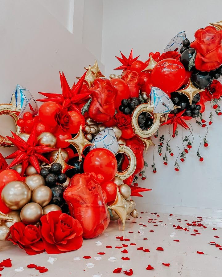 Bezente Red Balloons 18 Inch - 30 Pack Large Thick Red Balloons Big Round Red Latex Balloons For Valentine'S Day Wedding Anniver