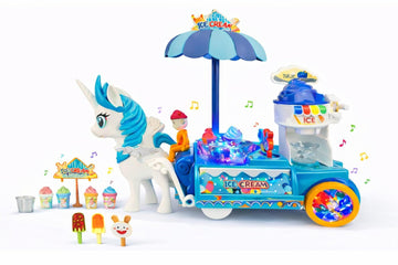 Brand Conquer Ice Cream Unicorn Cart Toy With Lights, Music & Bump-And-Go Action | Pretend Play Candy Shopping Cart | Musical Mo