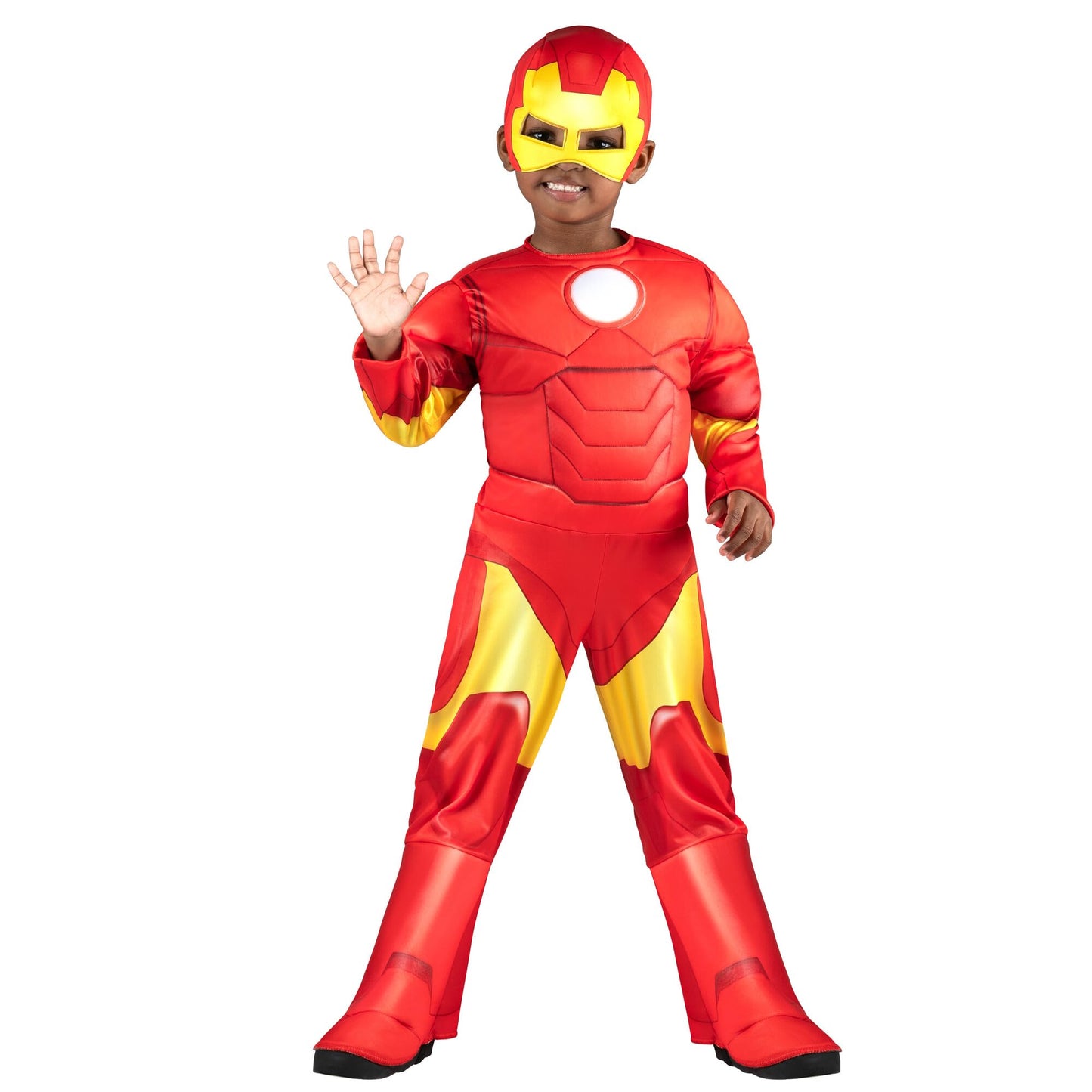 Marvel Iron Man Official Toddler Deluxe Halloween Costume - enhanced Quality Jumpsuit and Fabric Headpiece (3T-4T)