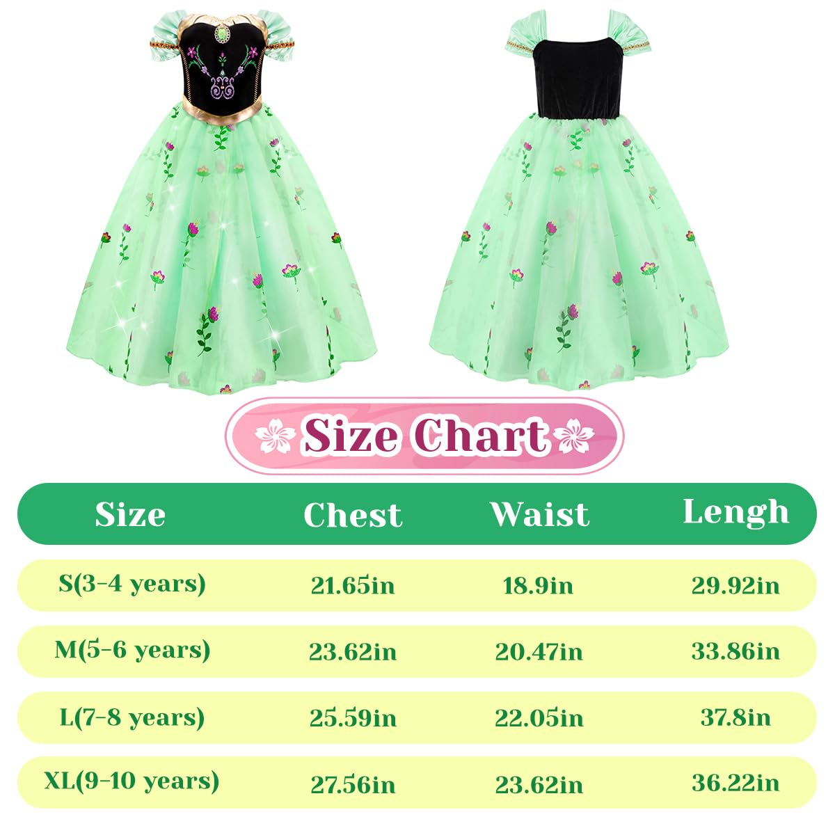 Meland Princess Dress Up For Girls - Light Up Princess Dress For Girls Role Play, Halloween Costume For Toddler Girls 3-10