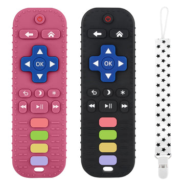 Fu Store 2Pack Silicone Teething Toys For Infant Toddlers Remote Control Shape Teethers For Babies Chew Toys Relief Soothe Gums