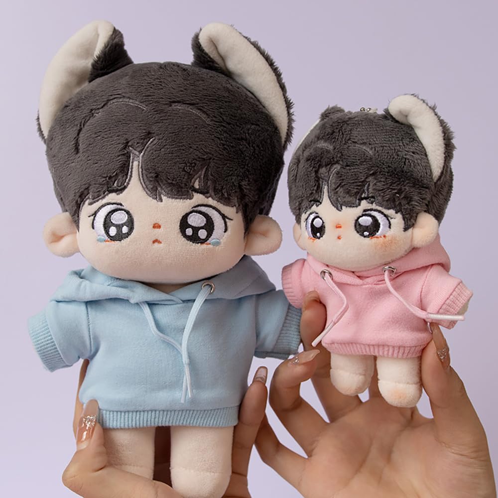 Niannyyhouse 20Cm Plush Doll Clothes Elastic Solid Sportswear Suits Hoodie Pants Soft Stuffed Plush Toy Dress Up Accessories (Pi