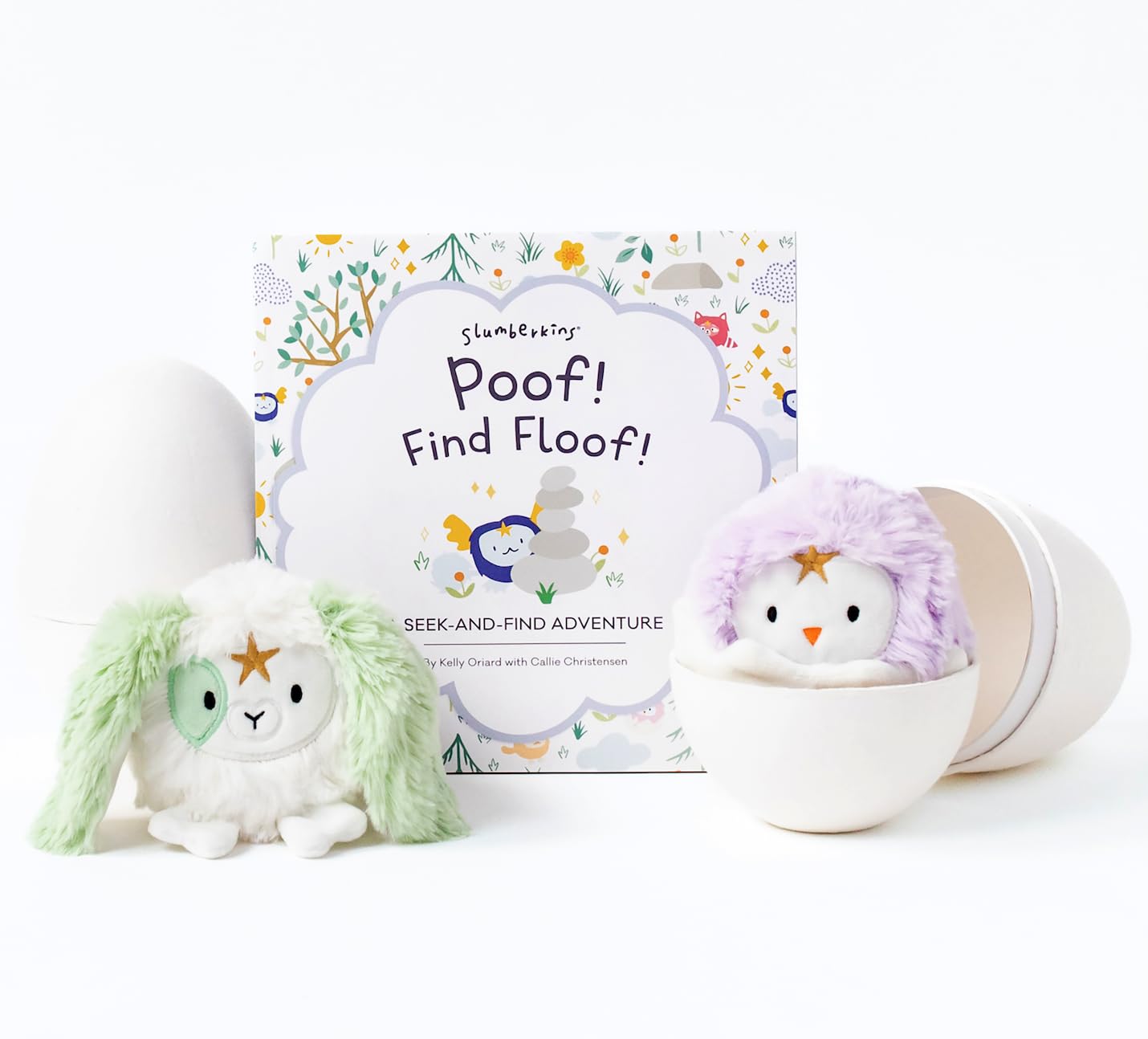 Slumberkins Poof! Find Floof Book + 2 Dragon Eggs Mini Plushes - Easter Gift Set, Sel Social Emotional Learning Toys For Boys &
