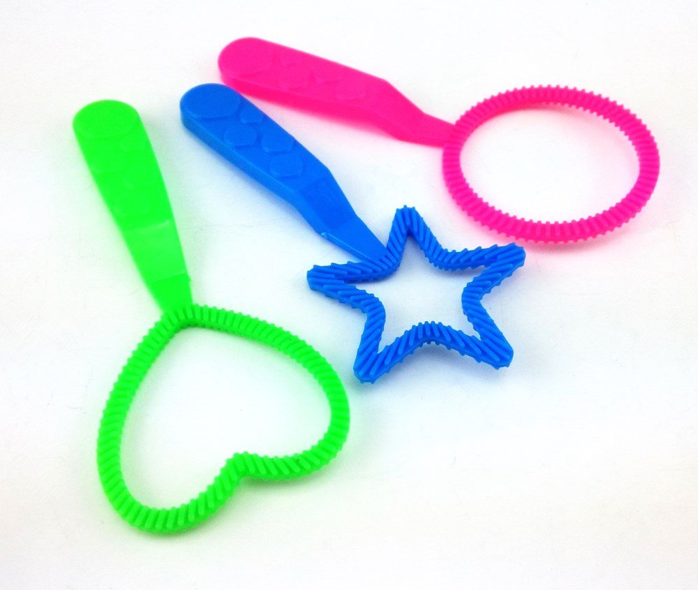 Honbay Bubble Wands - 12pcs Mix Color Circle Star Heart Shapes, Plastic Fun for Kids