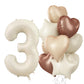 3Rd Birthday Balloons For Girls, Large Foil Beige Cream Sand White Neutral 3 Balloon, Nude Tan Apricot Brown Helium Heart Star B