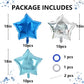 TONIFUL 30Pcs 18 Inch Star Balloons Large Blue Silver Star Shape Foil Balloons Big Star Helium Mylar Balloons for Birthday Weddi