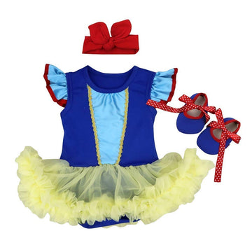 HOIZOSG Baby Girls Snow White Princess Costume Halloween Christmas Party Outfits Birthday Romper Tutu Dress w/Headband Shoes XL