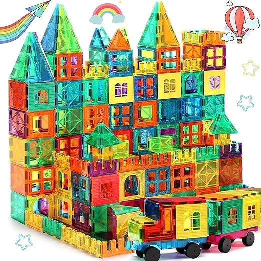 Heattack Falitic 100 Pcs Advanced Set With 2 Cars Magnetic Tiles Building Blocks For Kids, Stem Approved Educational Toys,3D Mag