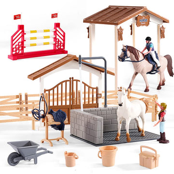 Peagprav Horse Stable Figurine Playset Horse Club With Rider Horses Toy Figures Animal Toys Set For Boys And Girls Gifts For Gir